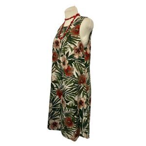 Anne Klein Floral Tropical Green Print Sleeveless Dress Size 6